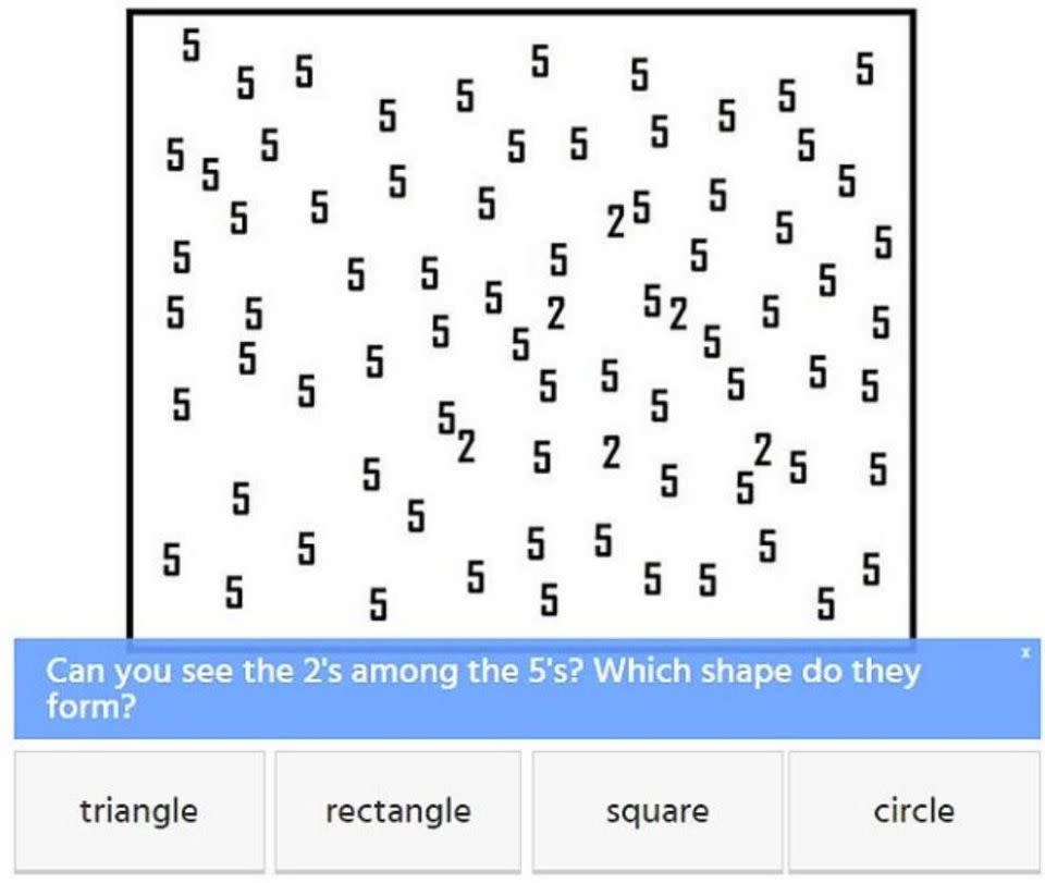 Spot the hidden shape the number 2's are trying to form? Source: Playbuzz