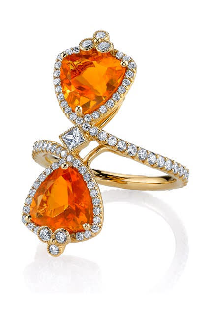 <p><em><a rel="nofollow noopener" href="http://www.ericacourtney.com/collection/drop-dead-gorgeous/rings/toi-et-moi-ring/" target="_blank" data-ylk="slk:Toi et Moi Ring With Mexican Fire Opals;elm:context_link;itc:0;sec:content-canvas" class="link ">Toi et Moi Ring With Mexican Fire Opals</a>, ERICA COURTNEY, $10,000</em></p>