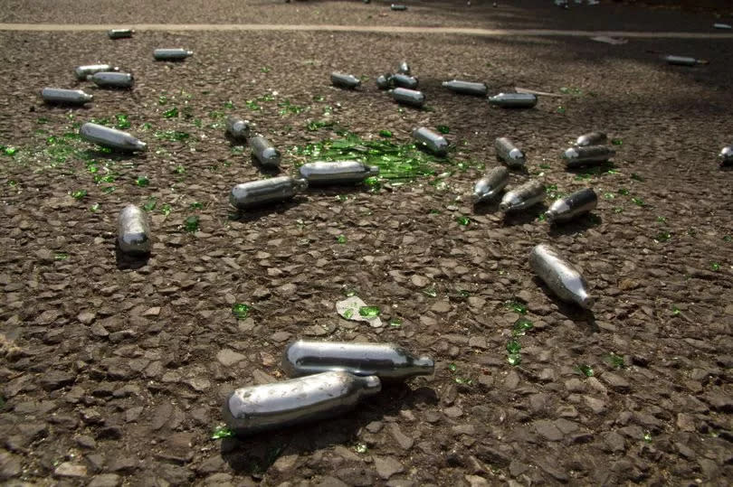 Nitrous oxide, sold in metal canisters, is known as NOS and was at one point one of the most-used drugs by UK 16 to 24-year-olds. -Credit:Getty