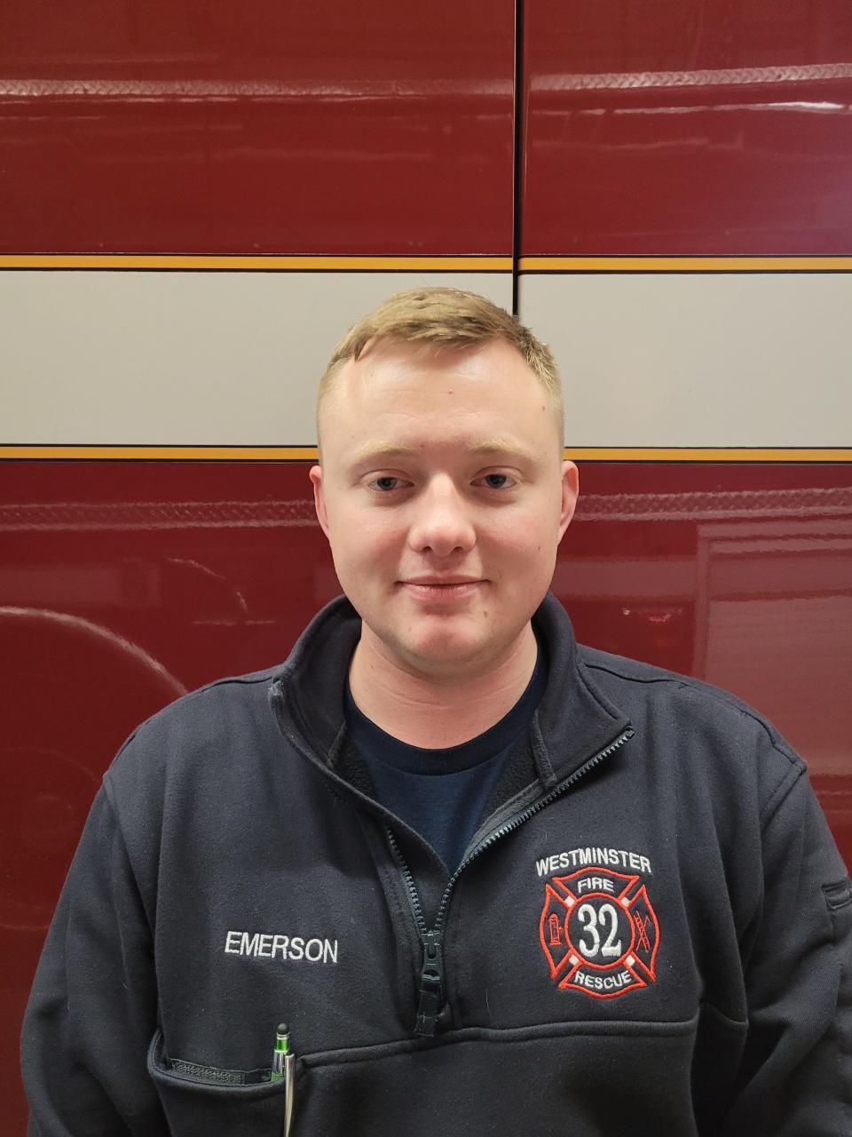 Joshua Emerson has worked with Westminster Fire Department for the past four years as a full-time firefighter. He was promoted to be the fire group one lieutenant.