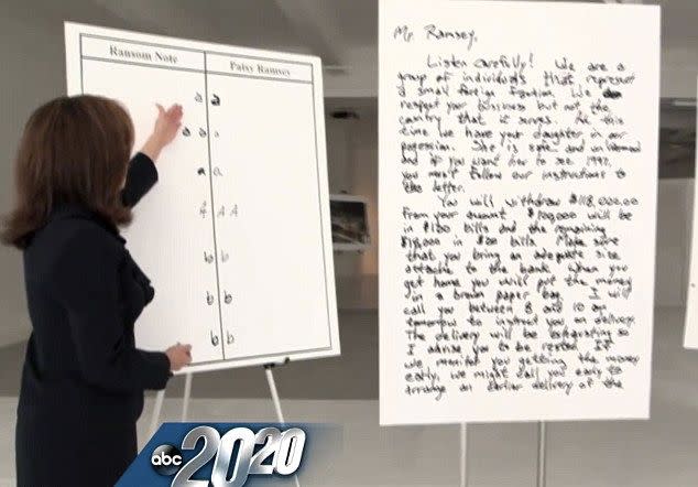 Cina Wong spent three weeks examining Patsy Ramsey’s writing and said she found 200 similarities between hers and the ransom note. Photo: ABC US