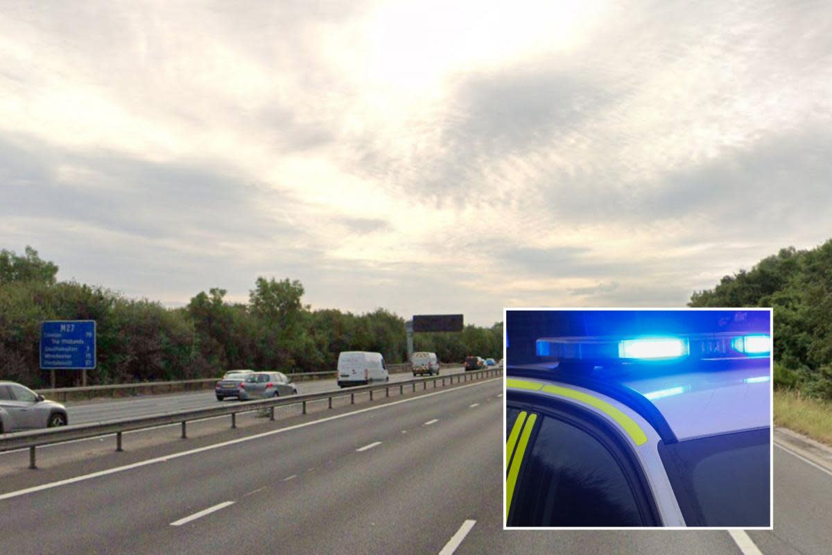 M27 with an inset of a police car <i>(Image: Google Maps)</i>