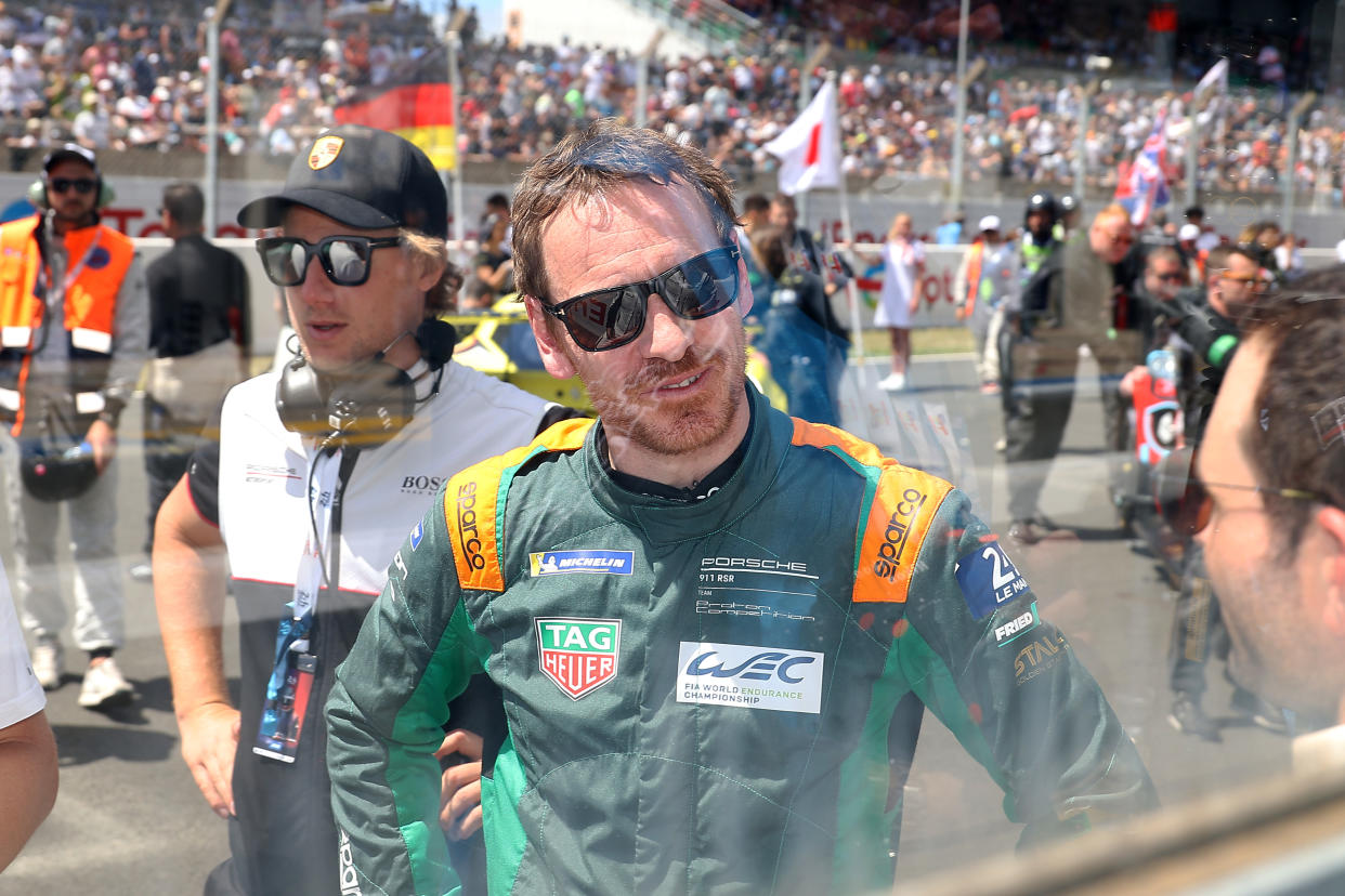 LE MANS, FRANCE - JUNE 11: Actor Michael Fassbender, from Team Proton Competition, attends the 24 Hours of Le Mans race on June 11, 2022 in Le Mans, France. (Photo by Marc Piasecki/WireImage)