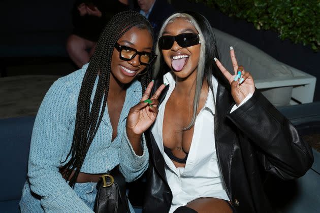 Richards (right) and WNBA teammate Michaela Onyenwere attend New York Fashion Week on Saturday in New York City. (Photo: Gonzalo Marroquin via Getty Images)