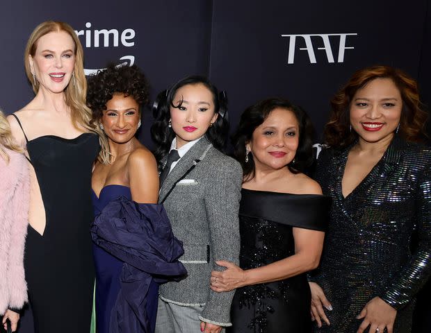 <p>Theo Wargo/Getty</p> (L-R) Nicole Kidman, Sarayu Blue, Ji-young Yoo, Ruby Ruiz and Amelyn Pardenilla are pictured attending Prime Video's 'Expats' New York Premiere at The Museum of Modern Art on January 21, 2024 in New York City.