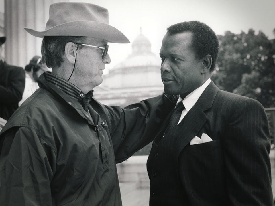 With Sidney Poitier (right), who starred in 1991 miniseries Separate but Equal (which Stevens produced), about the landmark Brown v. Board of Education. - Credit: Courtesy of Subject