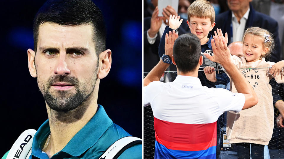 Novak Djokovic, pictured here with his kids.