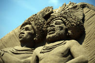 WESTON-SUPER-MARE, ENGLAND - JULY 04: The sun shines on Weston-super-Mare's Sand Sculpture Festival and the sand art currently being displayed on July 4, 2011 in Weston-Super-Mare, England. Now in its fourth year and with a Amazon Jungle theme for 2011, the seaside resort's event attracts top sand sculptors from across the world and runs throughout the summer months. (Photo by Matt Cardy/Getty Images)