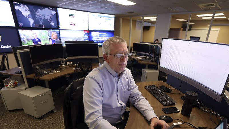 Boyd Webb, manager of the Utah Cyber Center, works in the center at the State Office Building in Salt Lake City on Thursday, Oct. 11, 2018. Cybercrime has been on the rise in recent years, with tech support scams specifically becoming increasingly popular.