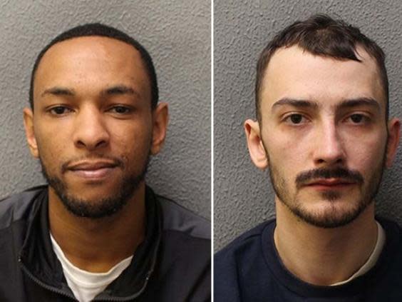 Ashley Smith (left) and Jordan Northover who admitted their roles in trying to rob Premier League stars Sead Kolasinac and Mesut Ozil in a moped ambush (Metropolitan Police)