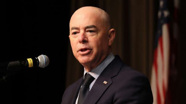 PHOTO: Secretary of Homeland Security Alejandro Mayorkas speaks during the third day of the 2022 National Action Network's Annual Convention on April 08, 2022 in New York City. (Michael M. Santiago/Getty Images, FILE)