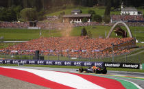 Red Bull driver Max Verstappen of the Netherlands steers his car during the Sprint Race qualifying session at the Red Bull Ring racetrack in Spielberg, Austria, Saturday, July 9, 2022. The Austrian F1 Grand Prix will be held on Sunday July 10, 2022. (AP Photo/Matthias Schrader)