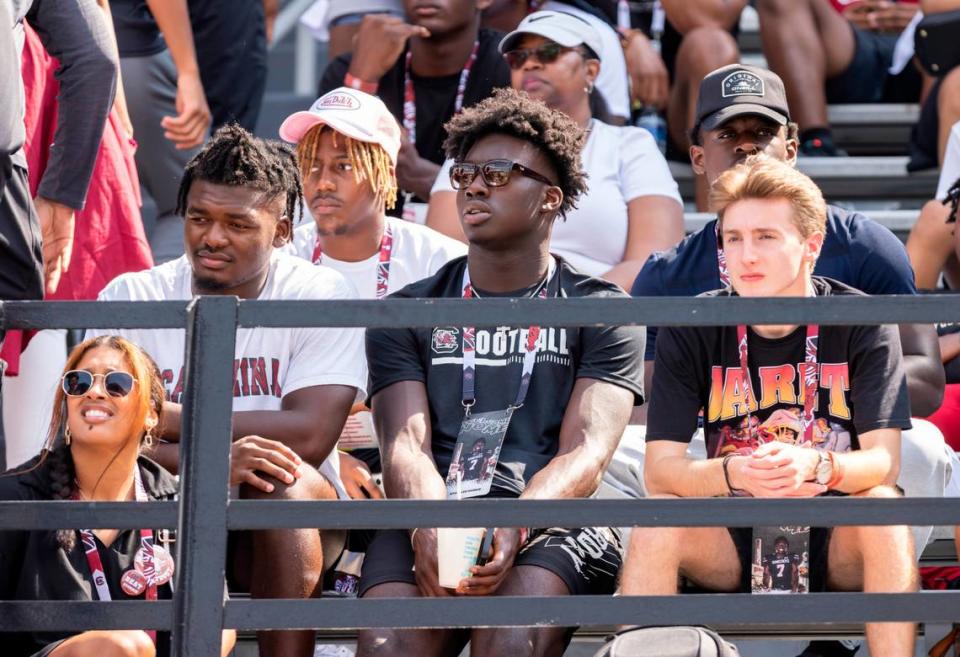 Five-star recruit Nyckoles Harborat watches the Gamecocks’ game against Georgia at Williams-Brice Stadium in Columbia, SC on Saturday, Sept. 17, 2022.