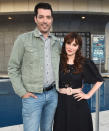 <p>Jonathan Scott and Zooey Deschanel pause for a picture at the opening night of <em>Mike Birbiglia: The Old Man and the Pool</em> at Mark Taper Forum in L.A. on Aug. 3.</p>