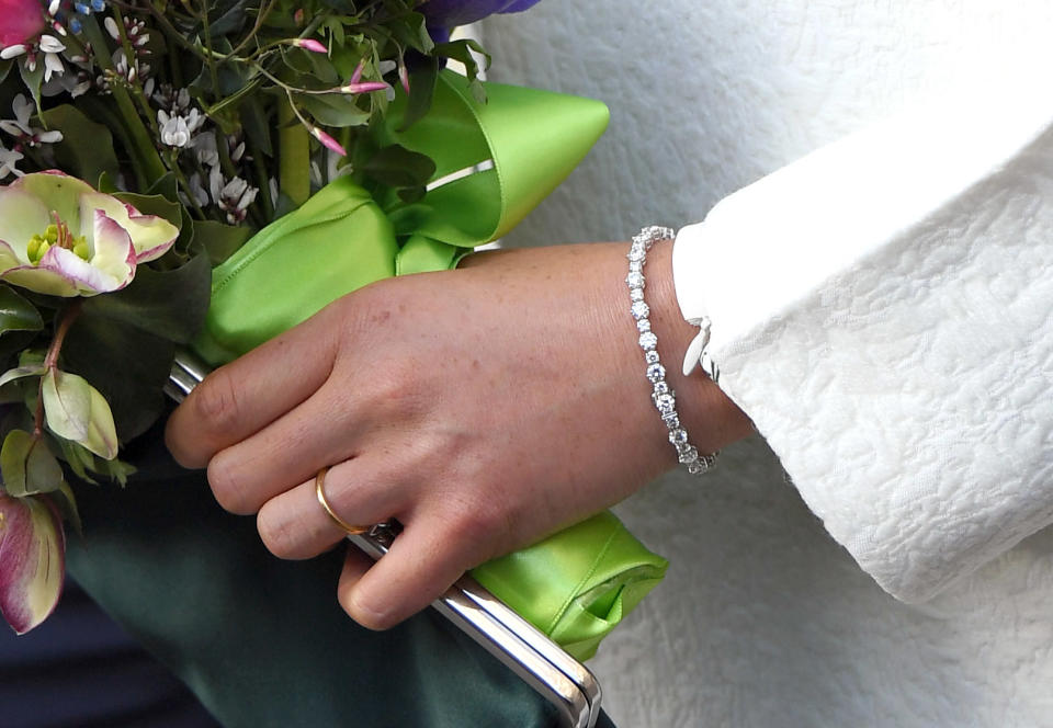 Meghan only wore her wedding band yesterday [Photo: Getty]