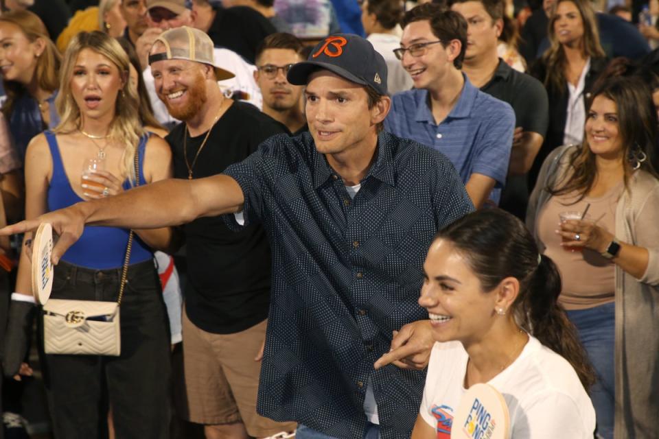  Mila Kunis and Ashton Kutcher attend Ping Pong 4 Purpose at Dodger Stadium (Getty Images for Kershaw's Chall)