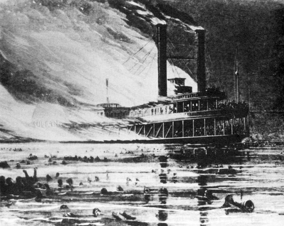 Breaking news photography wasn't a thing back in the 19th century, so Harper's Weekly hired an artist to illustrate the April 27, 1865, explosion of SS Sultana, a Cincinnati-built steamer that had been jammed with at least five times the number of passengers it was legally permitted to carry.