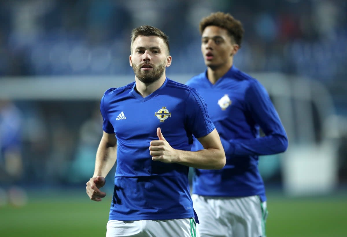 Stuart Dallas broke his leg last month but Northern Ireland boss Ian Baraclough says he would love to see him on camp this week (Tim Goode/PA) (PA Archive)