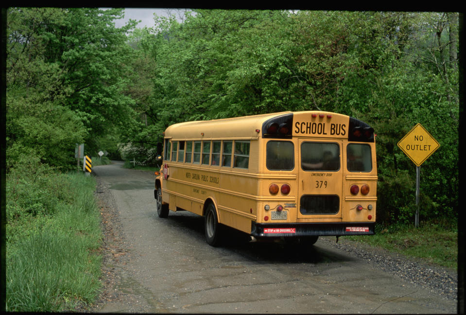 bus in the road