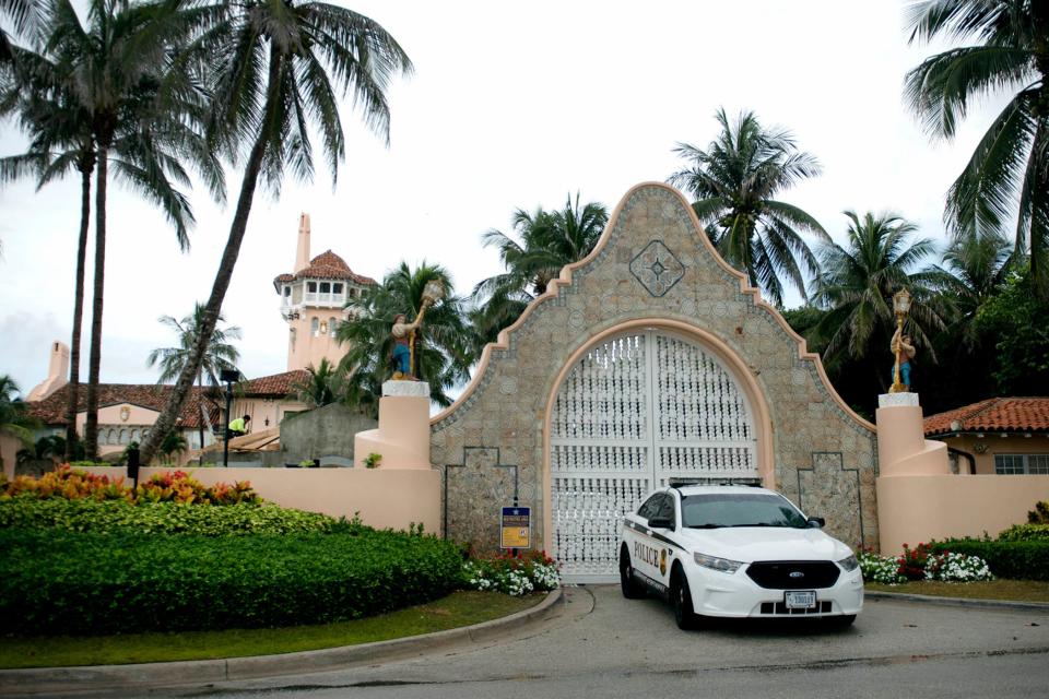 A U.S. Secret Service vehicle sits outside the main gate of former President Donald Trump's Mar-a-Lago Club in Palm Beach, along South Ocean Boulevard, on July 19. The Palm Beach Police Department announced Thursday that South Ocean next to Mar-a-Lago will closed effective 4 p.m. July 20, through at least the general election on Nov. 5.