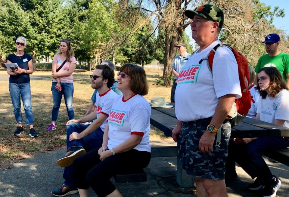 Perez has teams of volunteers knocking on doors in places such as Vancouver, Washington (Andrew Buncombe)