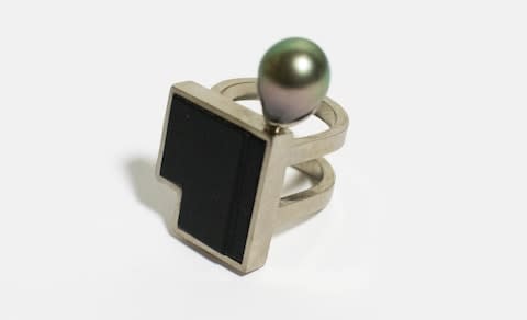 Alexandra Jefford Tahitian pearl and onyx ring