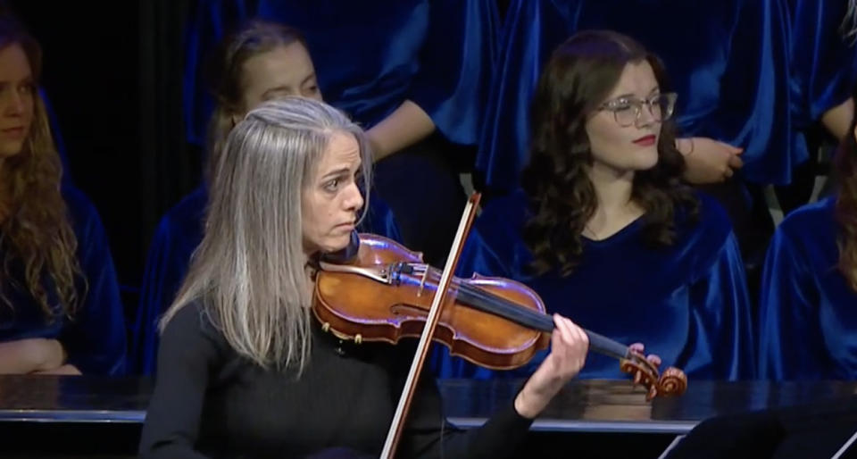 BYU-Idaho violin professor Rebecca Roesler&nbsp;performs at the inauguration of President Alvin F. Meredith on Oct. 10, 2023.