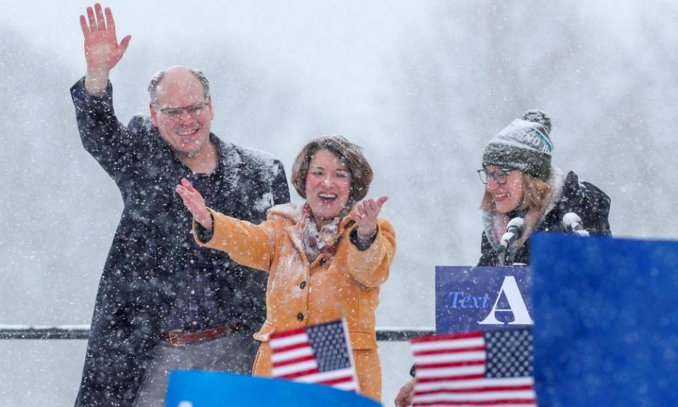 Amy Klobuchar with her husband John and daughter Abigail. In a sign of the potential rifts to come, Klobuchar believes the Green New Deal and Medicare for All are ‘aspirational’.