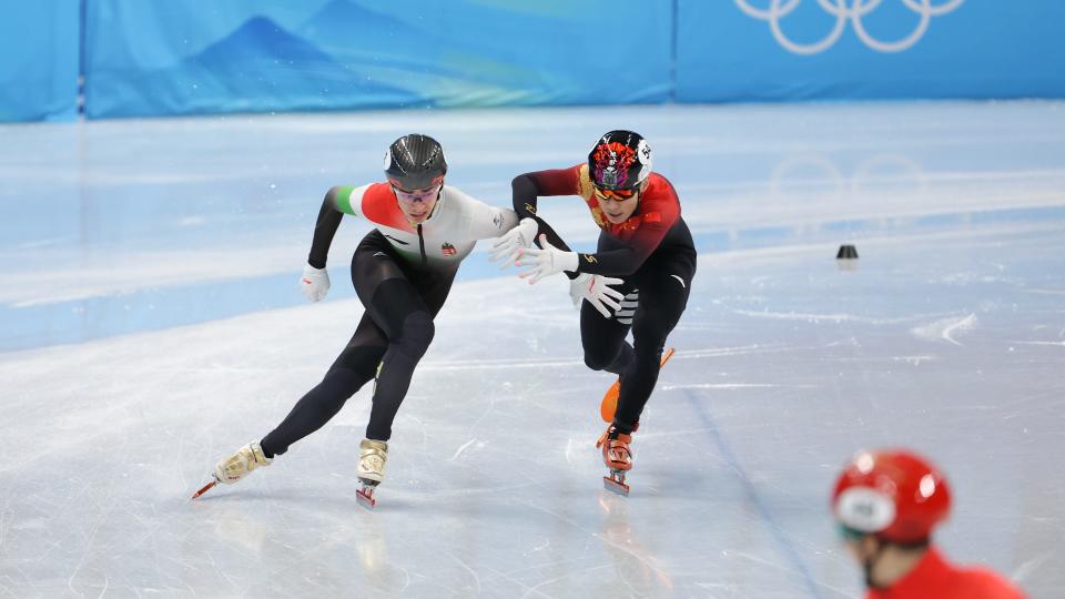 Shaolin Sandor Liu and Ziwei Ren of were at the centre of controversy in the Men's 1000m final of the Beijing Olympics. (Getty)