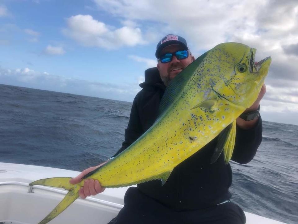 Long known as the dolphinfish, modern anglers (and fish markets) have taken to calling this the mahi-mahi in order to differentiate it from "Flipper."