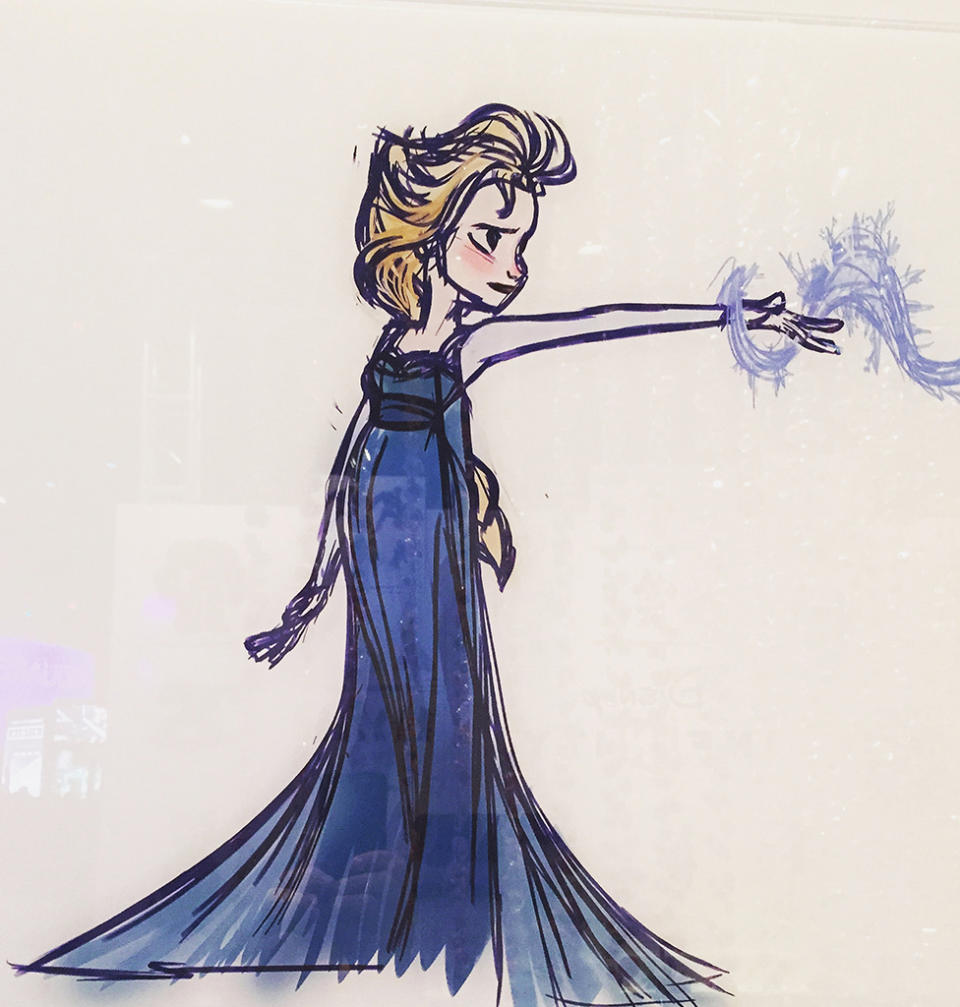 Concept drawing of 'Frozen’ ice princess figure.