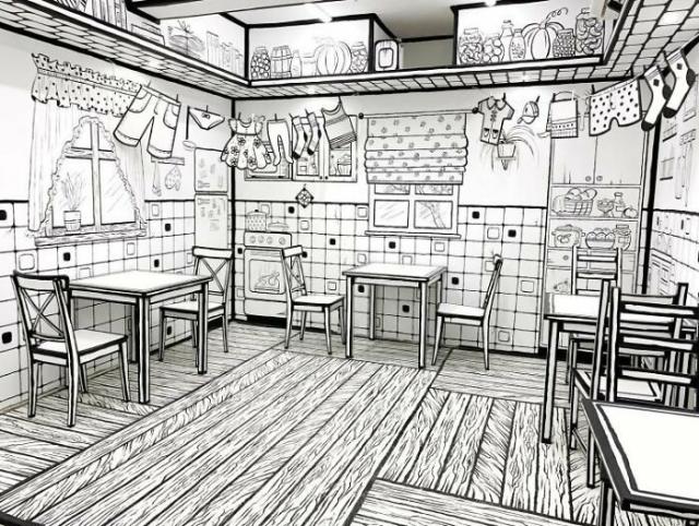 Black and White Cafe 2017 3D Scene 3D model