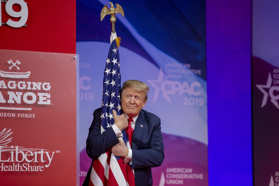 Donald Trump, pictured at the 2019 Conservative Political Action Conference, is looking to cash in on his appearance at this year's CPAC. (Photo: Photo by Tasos Katopodis/Getty Images)