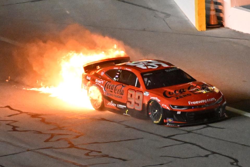 NASCAR driver Daniel Suárez's Daytona race car was scarily charred