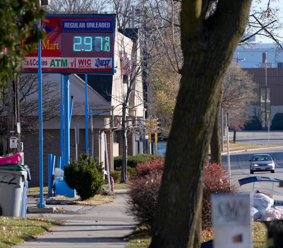 Gasoline retails for $2.97 per gallon at the Petro Mart gas station on West Oklahoma Avenue at South 7th Street in Milwaukee on Monday, November 28, 2022.