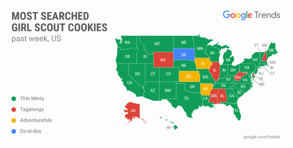 Most searched Girl Scout cookies on Google