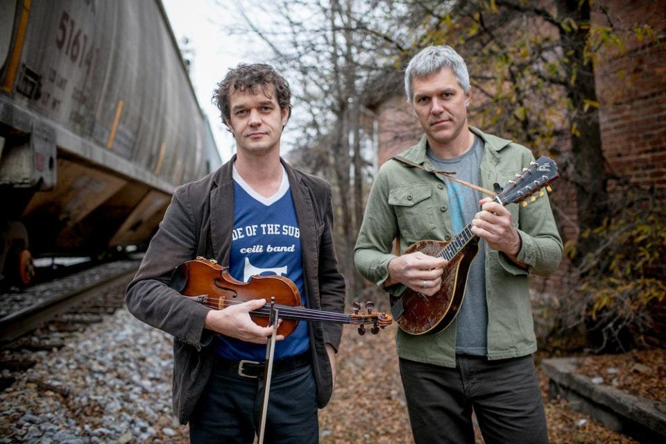 Hog-eyed Man, an Athens-based acoustic band comprised of fiddler Jason Cade and multi-instrumentalist Rob McMaken, play Blue Tavern on Thursday, May 4, 2023.