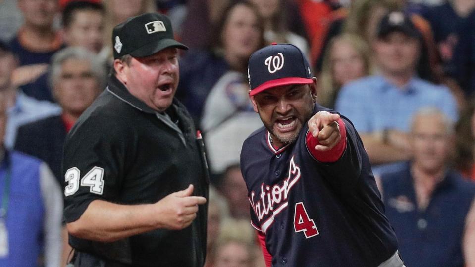 Dave Martinez was ejected after a big-time meltdown. (AP)