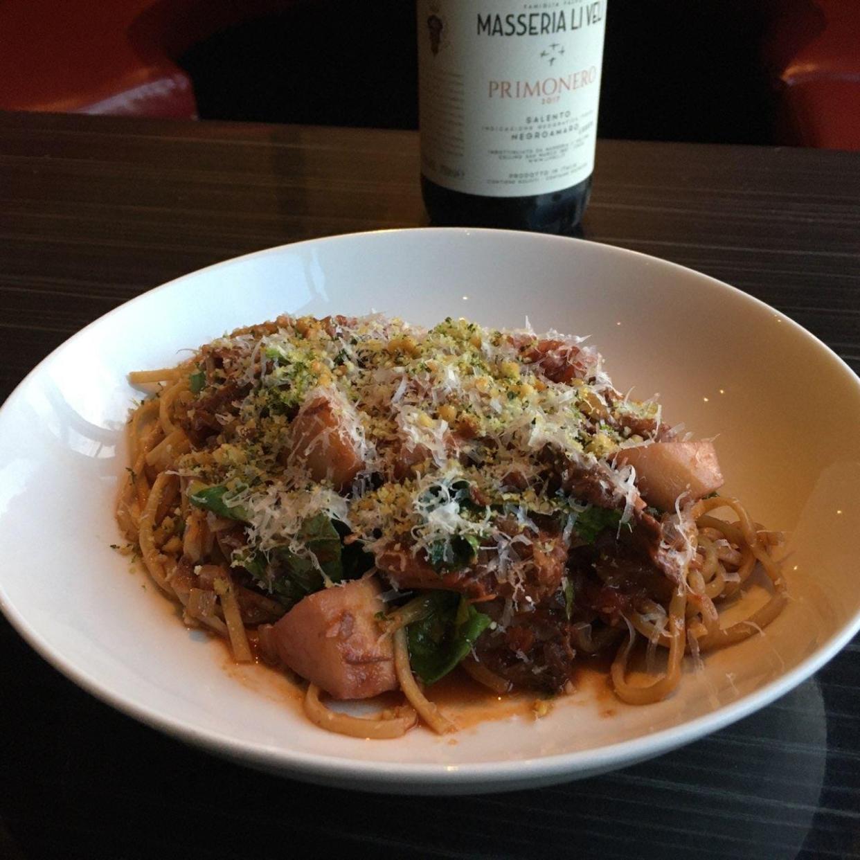 Ardovino's featured dish for January is Spaghetti a la Guitarra, house-made fresh pasta with braised pork shanks, parsnips and pine-nut gremolata. Make your reservations!