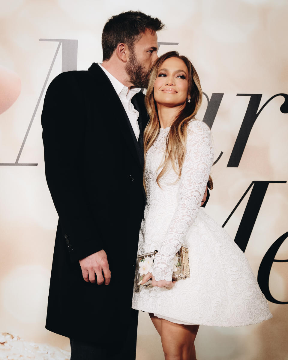 Ben Affleck y Jennifer Lopez en Los Angeles en la premier de 'Marry Me' 2022 en Los Angeles, California. (Photo by Rich Fury/WireImage)