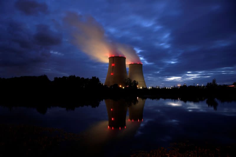 FILE PHOTO: Steam rises from cooling towers of the Electricite de France (EDF) nuclear power station in Belleville-sur-Loire
