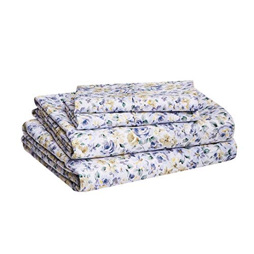 Amazon Basics Microfiber Sheet Set, King, Blue Floral