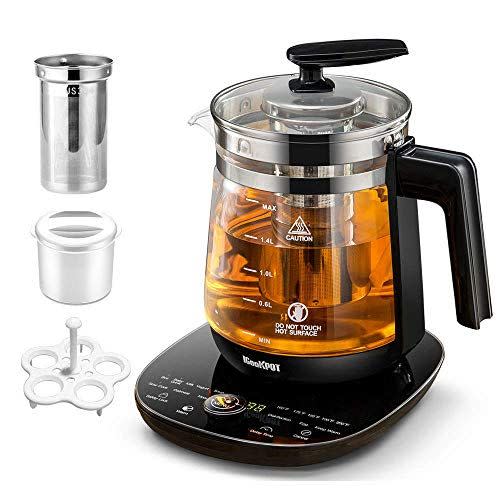 ICOOKPOT Hot Tea Maker Glass Electric Kettle with Tea Infuser and  Temperature