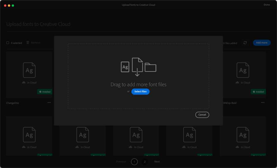Creative Cloud uploading fonts