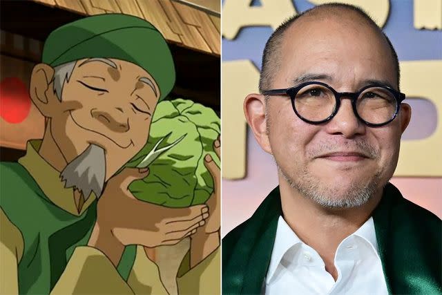 <p>Nickelodeon; FREDERIC J. BROWN/AFP via Getty Images</p> James Sie, the voice of the Cabbage Merchant in 'Avatar: The Last Airbender,' reprises the role in live action