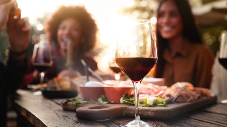 wine glass at dining table