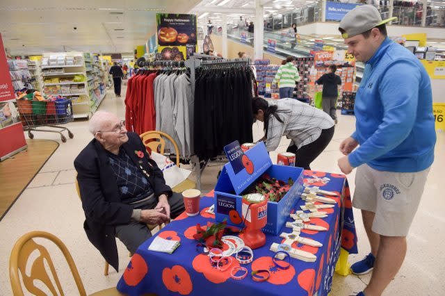 Mr Jones at his selling station inside Tesco supermarket, Newport (Ben Birchall/PA)