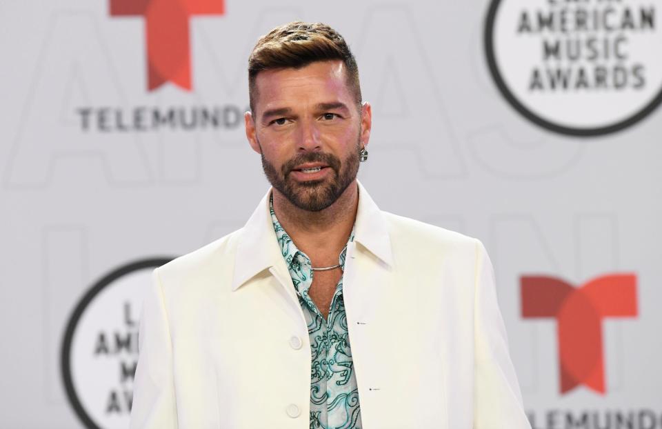 Ricky Martin arrives at the Latin American Music Awards at the BB&T Center on Thursday, April 15, 2021, in Sunrise, Fla.