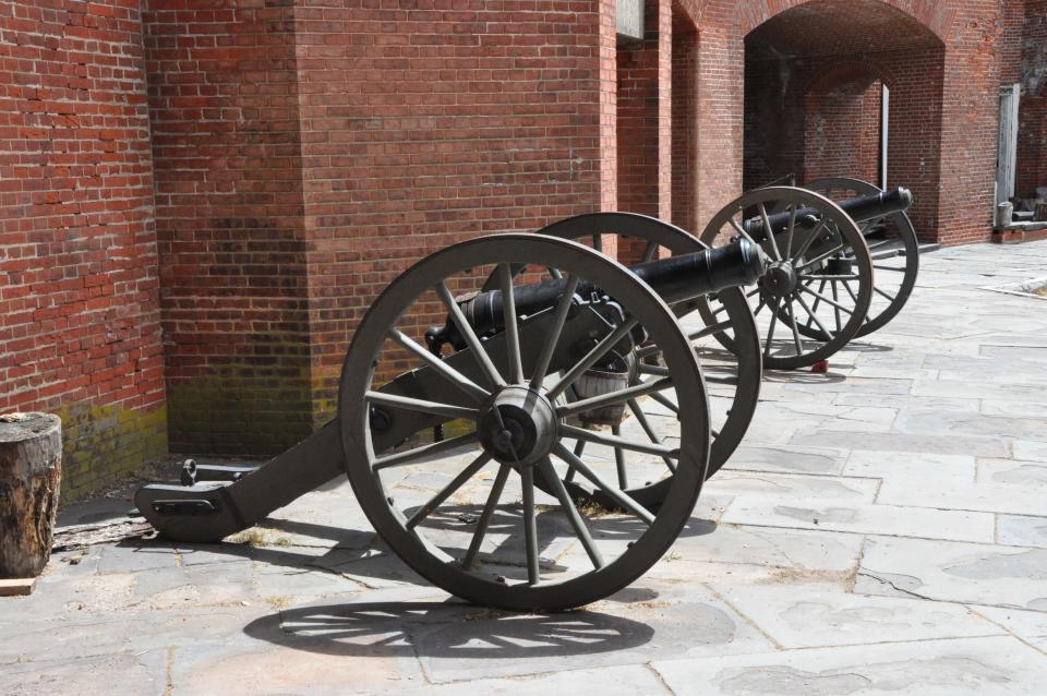 Cannons are on display at Fort Delaware State Park on May 5, 2023.