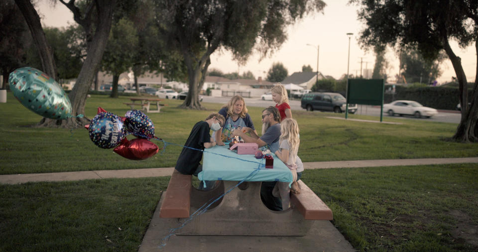 This image released by Fork Films shows a scene from the documentary "The American Dream and Other Fairy Tales," a film by Abigail Disney. (Fork Films via AP)